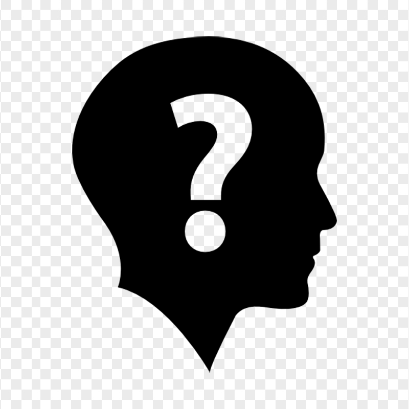 Silhouette of a head with with a question mark.