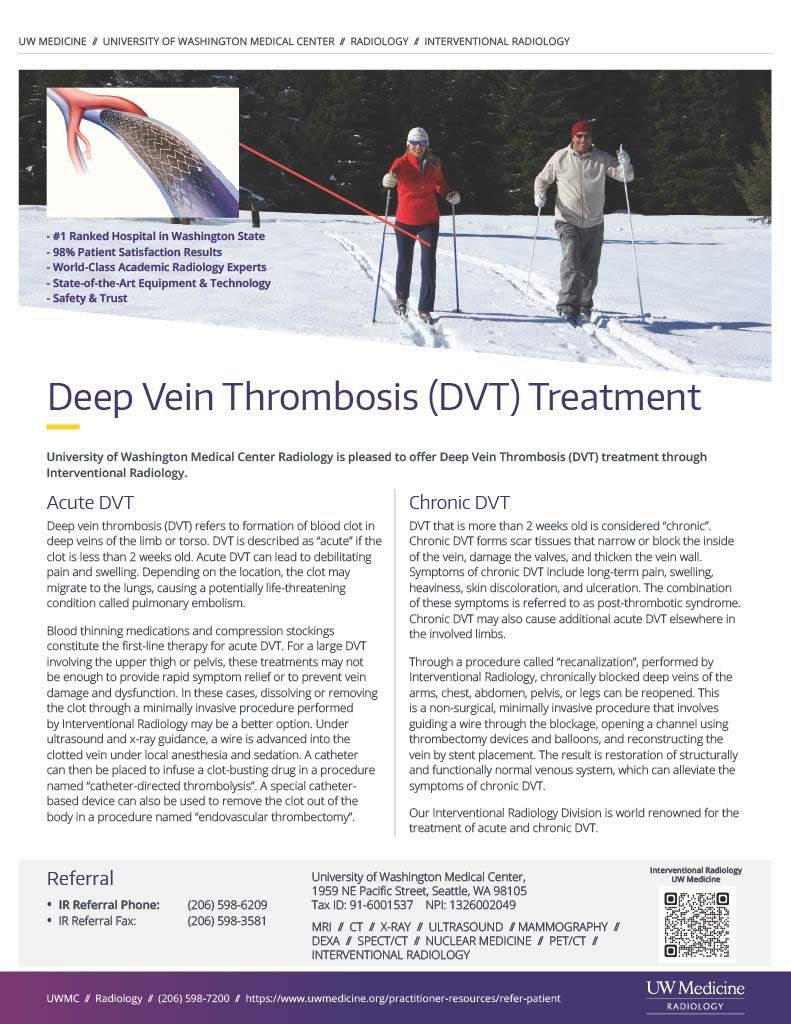 Flyer for Deep Vein Thrombosis.