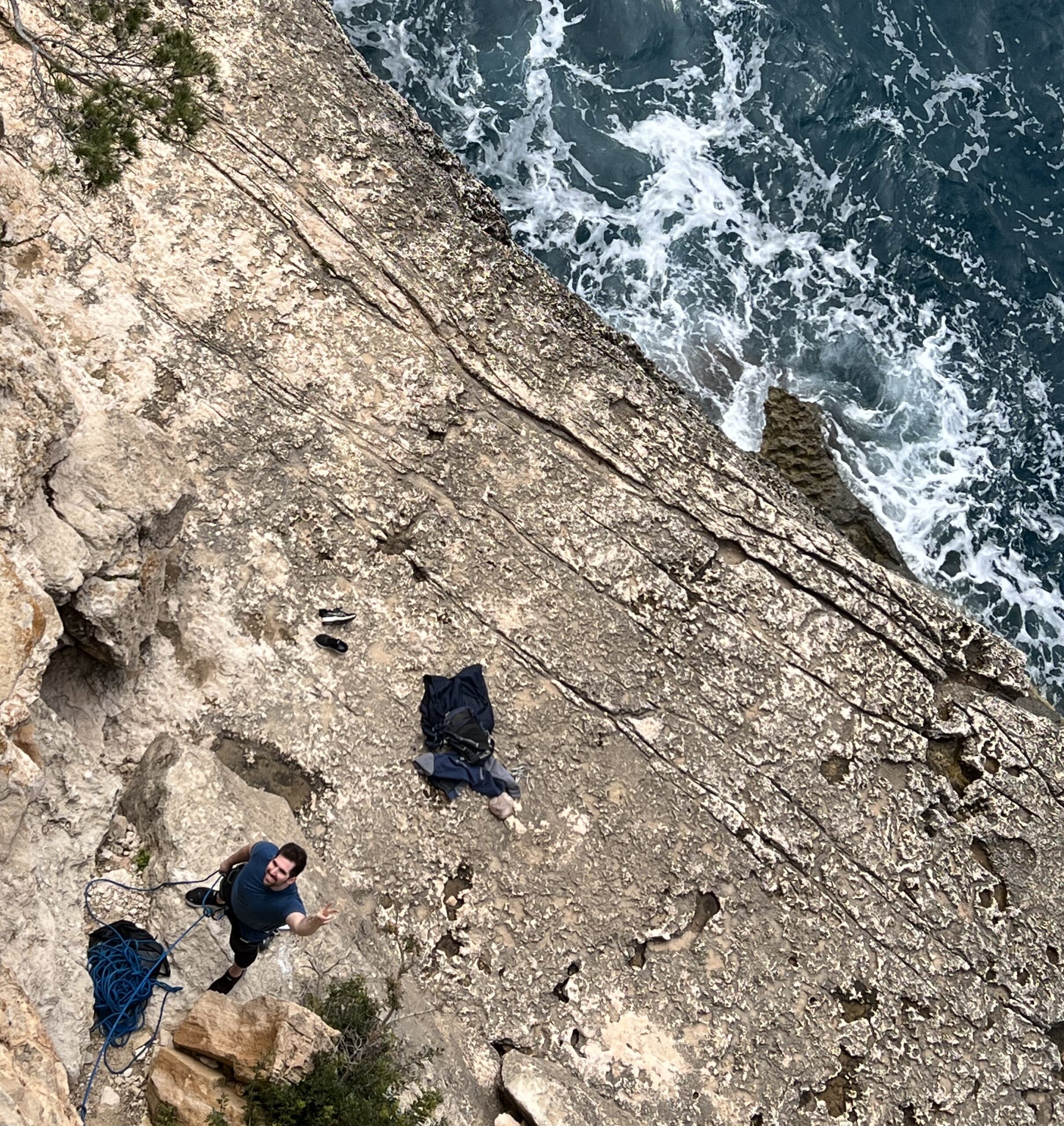 Climbing on Mallorca beaches for our post-graduation Spain trip.