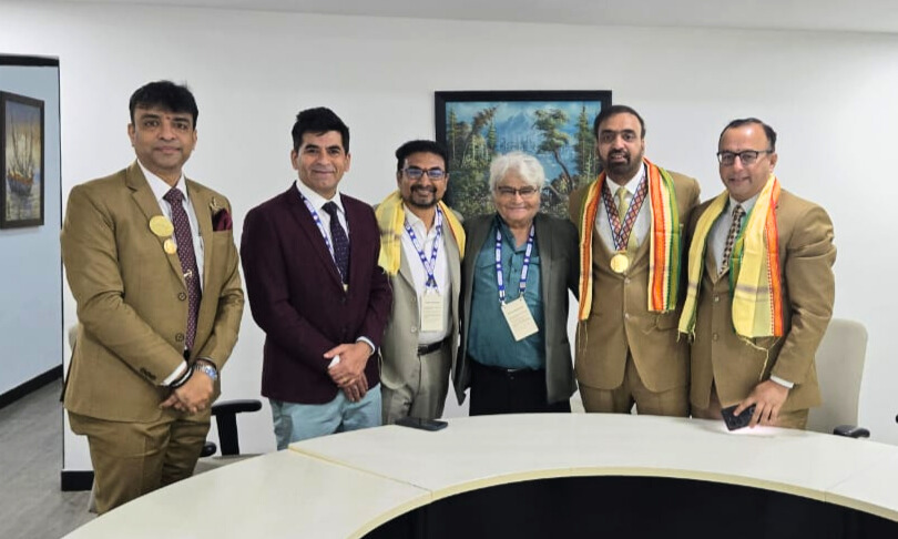Members of the partnering leadership team attend the 2026 IRIA Annual Meeting. From left to right: doctors Murali Krishna, Dushyant Sahani, A. Anbarasu, Om Tavri, Gurdeep Singh and Pankaj Sharma.