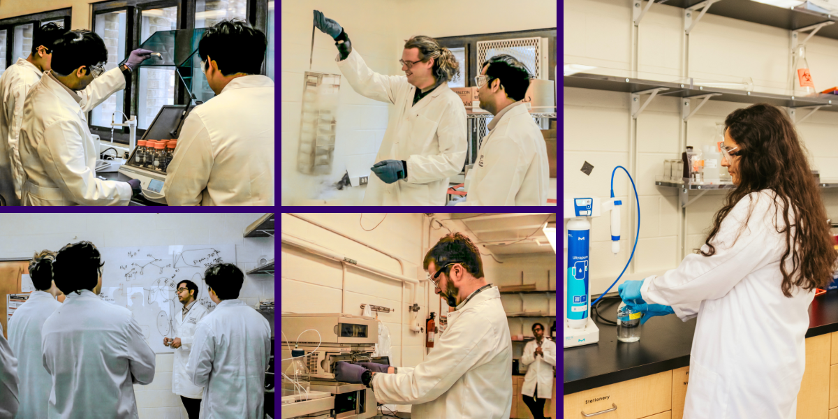 A collage of photos of researchers from the SAIL Lab working in the new laboratory.