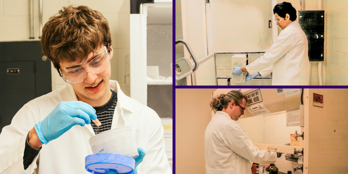 A collage of photos of researchers from the SAIL Lab working in the new laboratory.