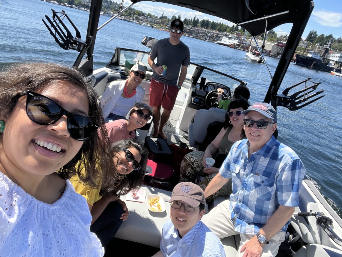 Breast Imaging researchers on a boat.