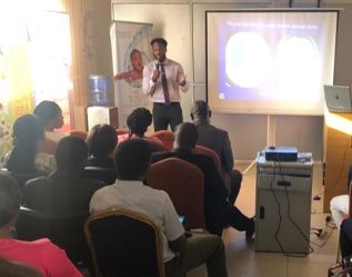 Class of 2020 graduate Tolu teaching a group in Abuja, Nigeria.