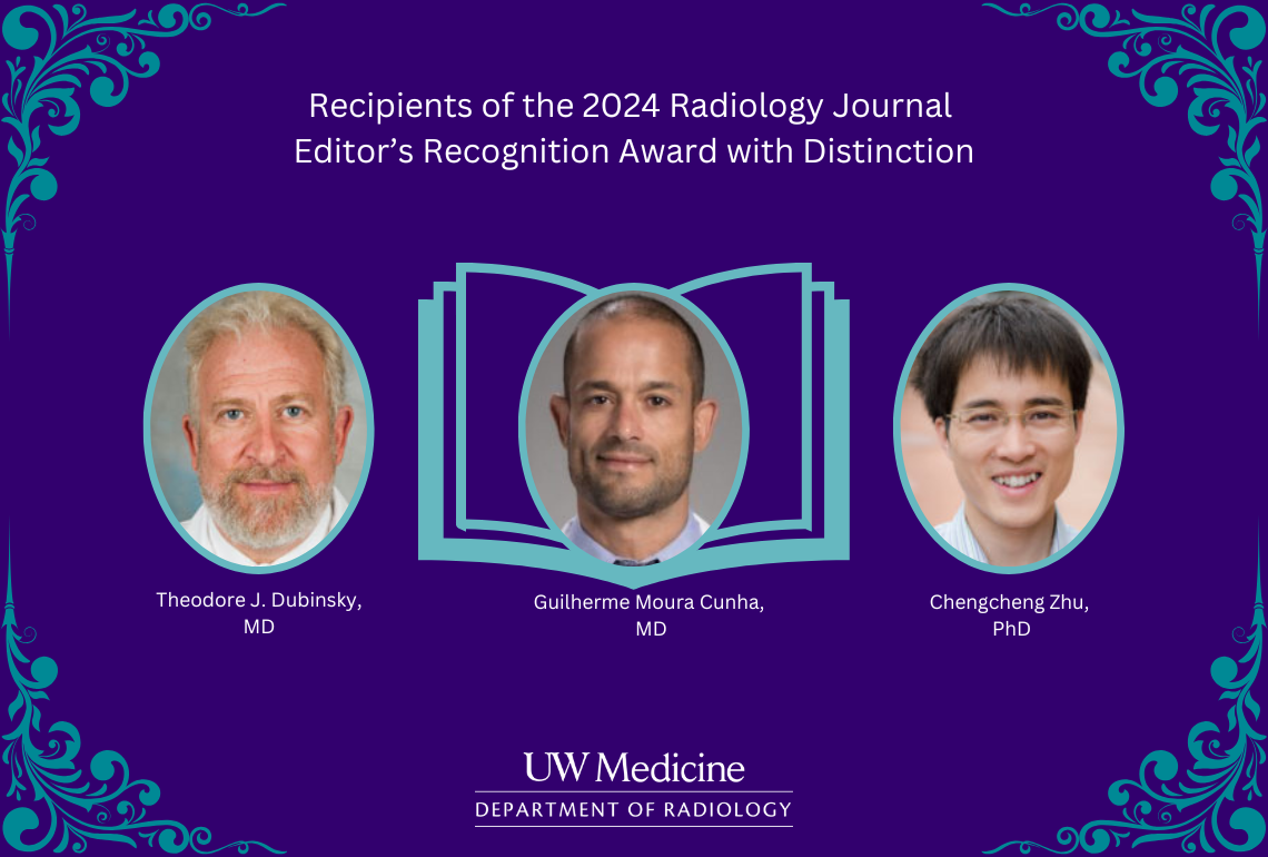 Recipients of the 2024 Radiology Journal Editor's Recognition Award with Distinction graphic.