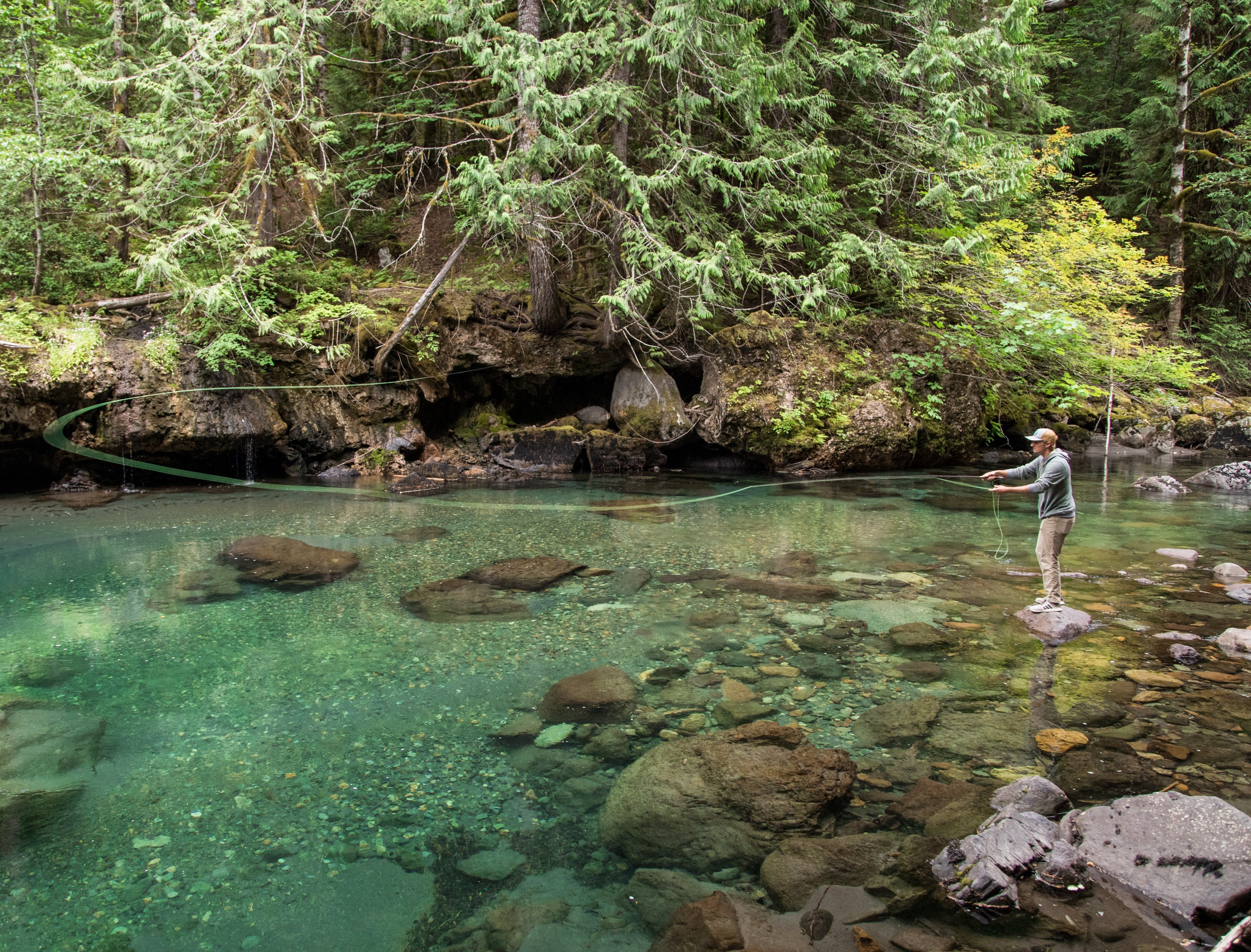Joey fly fishing